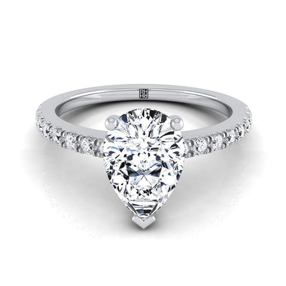 Classic Linear French Pavé Pear Shape, in Platinum | RockHer