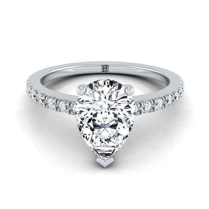 Classic Linear French Pavé Pear Shape, in Platinum | RockHer