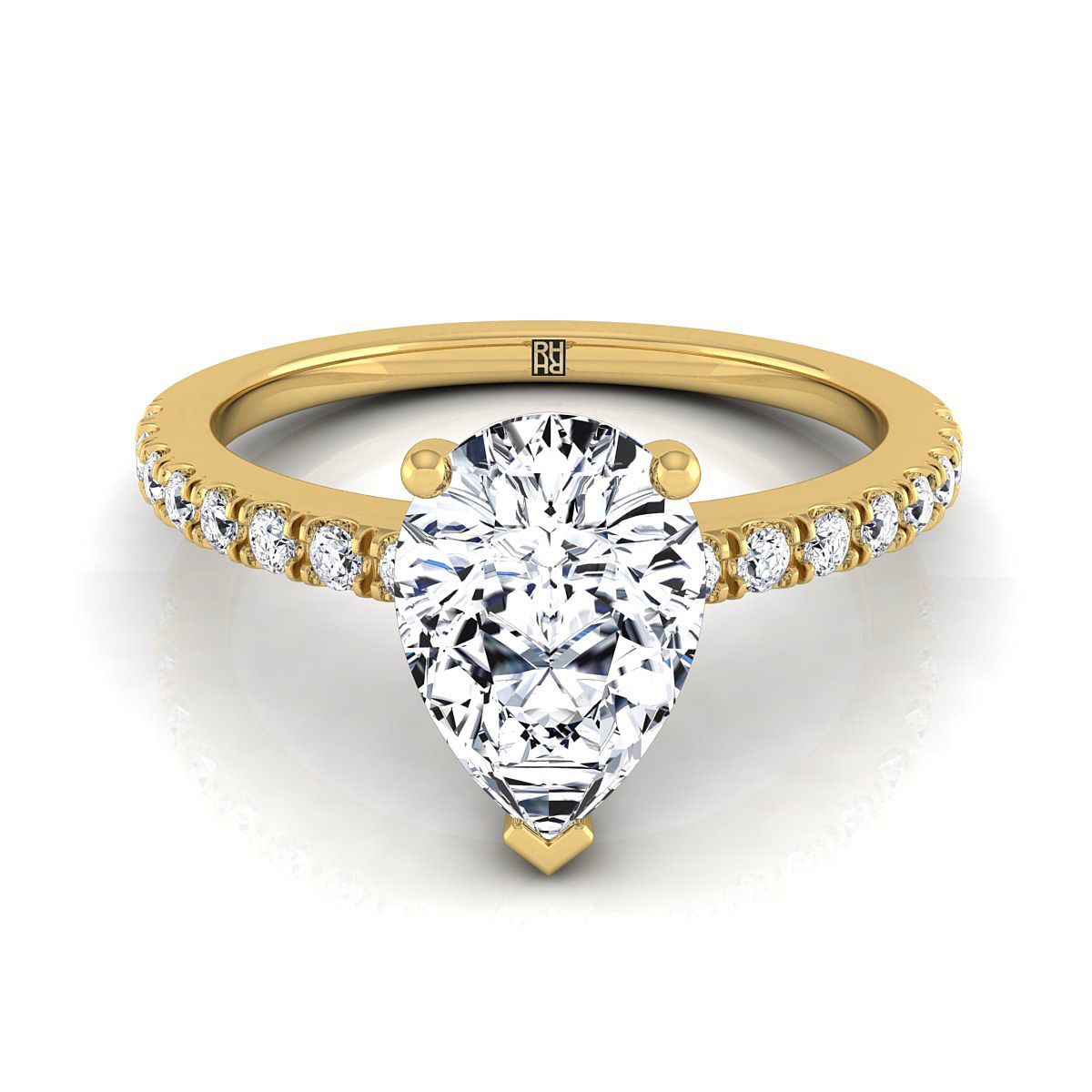 The Norah pear engagement ring setting in 18K Yellow Gold | RockHer
