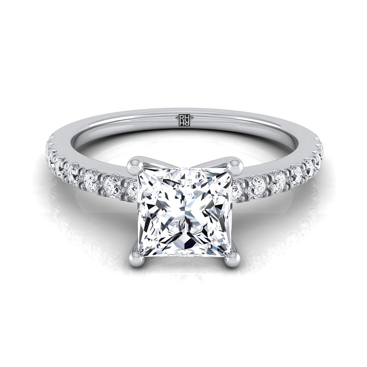 The Norah princess engagement ring setting in 18K White Gold | RockHer