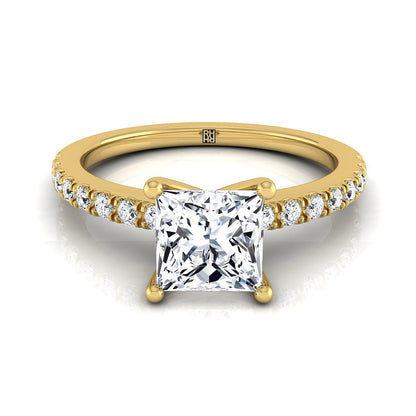 Classic Linear French Pavé Princess, in 18K Yellow Gold | RockHer