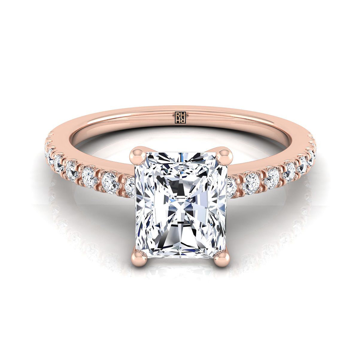 The Norah radiant engagement ring setting in 14K Rose Gold | RockHer