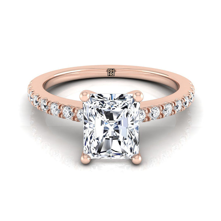 Classic Linear French Pavé Radiant, in 14K Rose Gold | RockHer