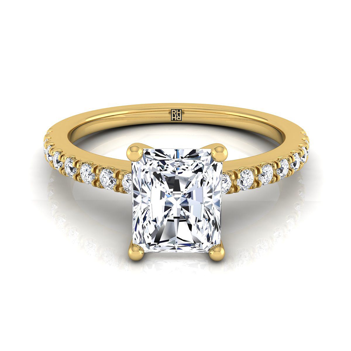 The Norah radiant engagement ring setting in 18K Yellow Gold | RockHer