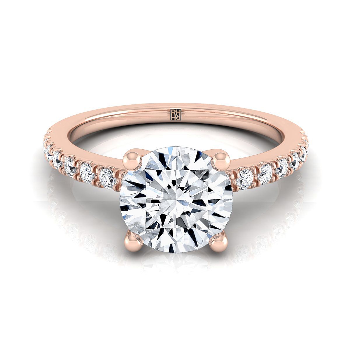 The Norah round engagement ring setting in 14K Rose Gold | RockHer