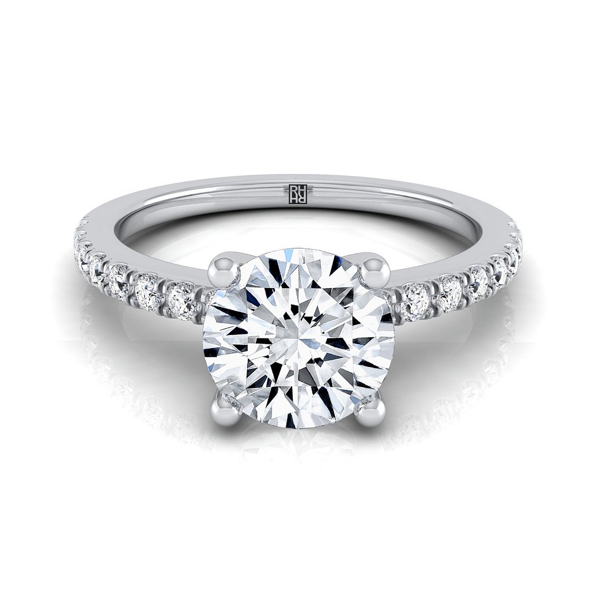 The Norah round engagement ring setting in 18K White Gold | RockHer