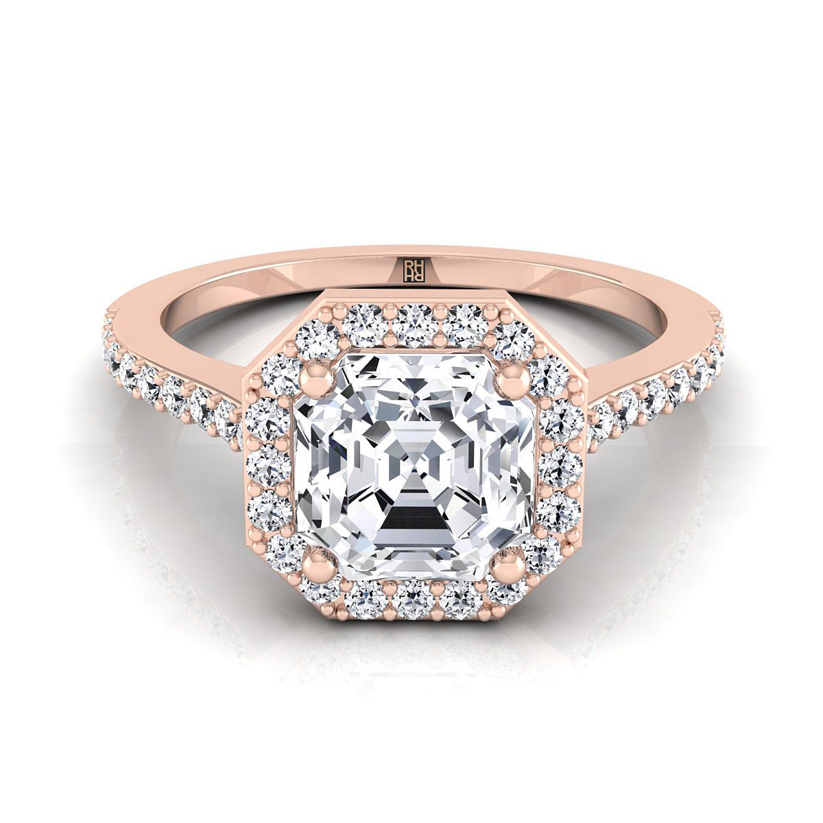 The Taylor asscher engagement ring setting in 14K Rose Gold | RockHer