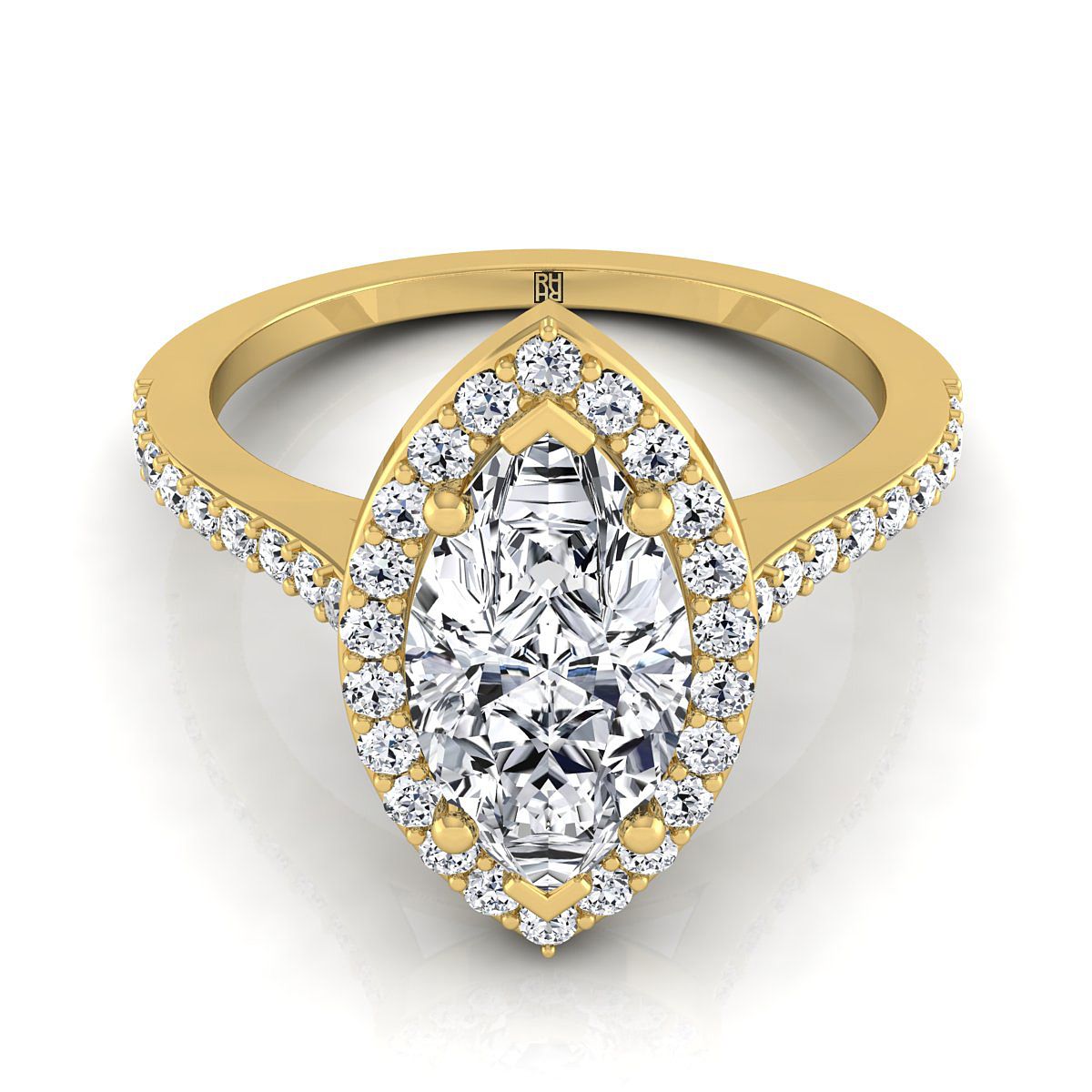 Taylor Select Pavé Halo Marquise Lab Diamond Engagement Ring in 18K Yellow Gold | RockHer