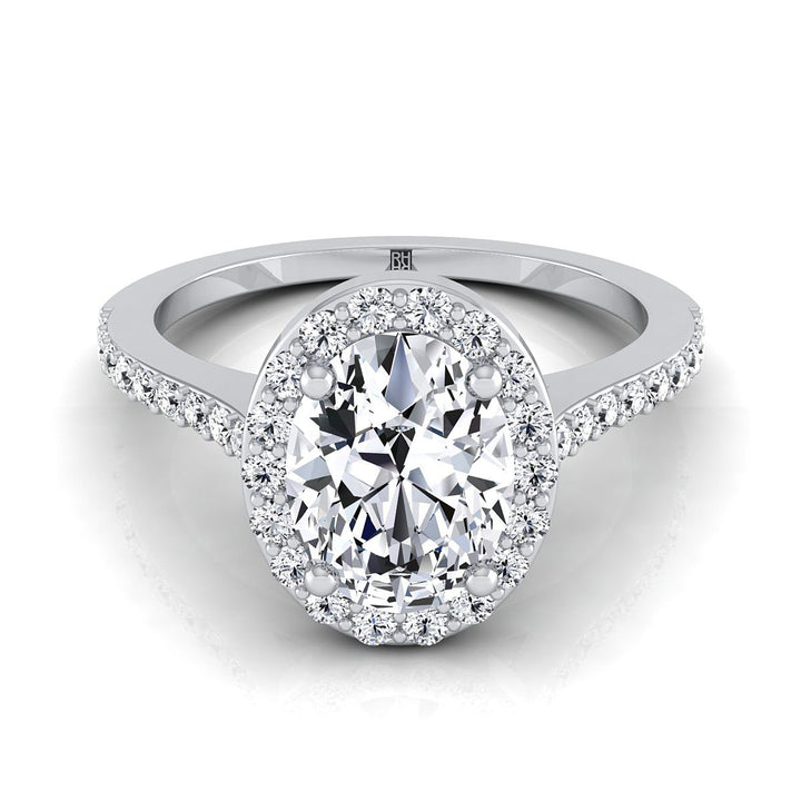 Classic French Pavé Halo Oval, in Platinum, pave setting | RockHer