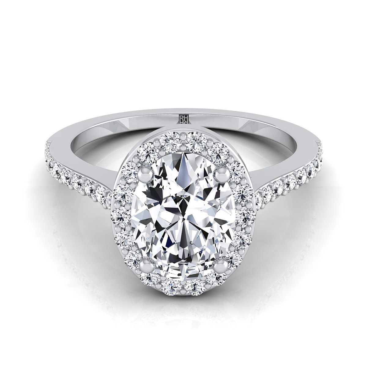 Taylor Select Pavé Halo Oval Lab Diamond Engagement Ring in Platinum | RockHer