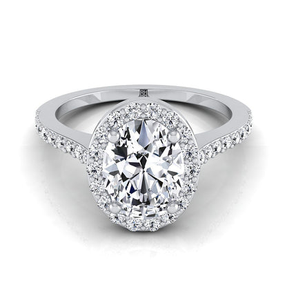 Taylor Select Pavé Halo Oval Lab Diamond Engagement Ring in 18K White Gold | RockHer