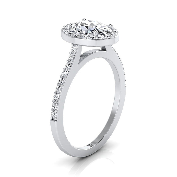 Taylor Select Pavé Halo Oval Lab Diamond Engagement Ring in 18K White Gold | RockHer
