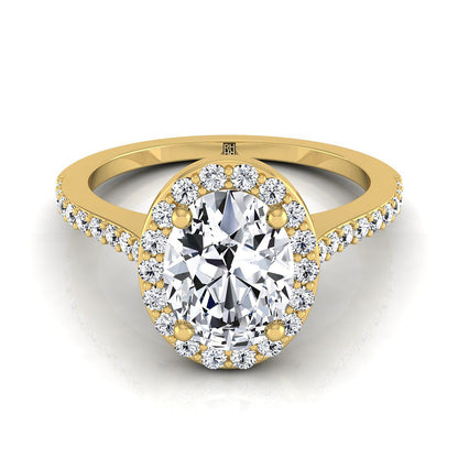 Taylor Select Pavé Halo Oval Lab Diamond Engagement Ring in 18K Yellow Gold | RockHer