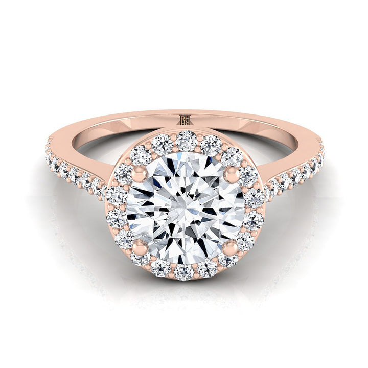 Taylor Select Pavé Halo Round Lab Diamond Engagement Ring in 14K Rose Gold | RockHer