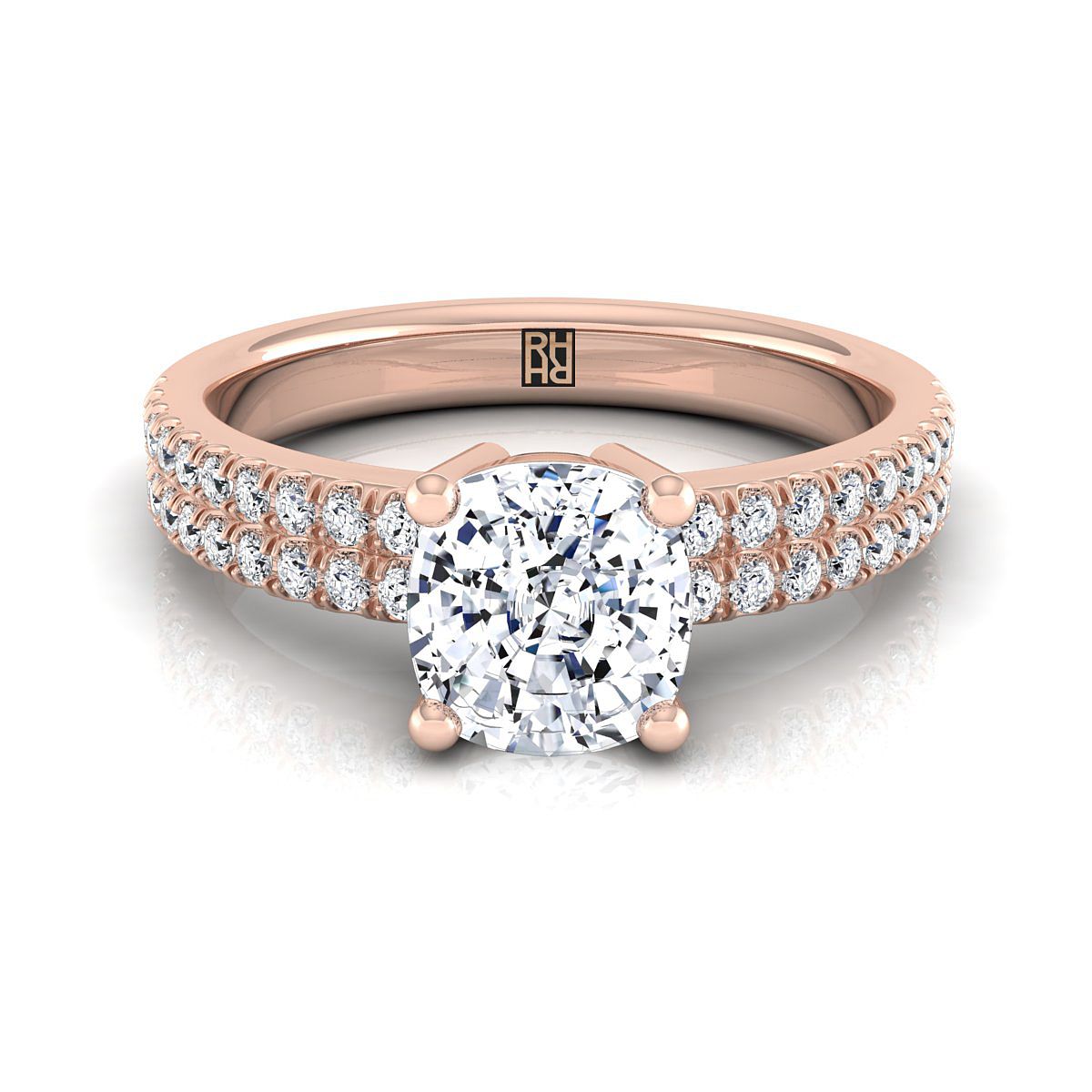 The Gwen cushion engagement ring setting in 14K Rose Gold | RockHer