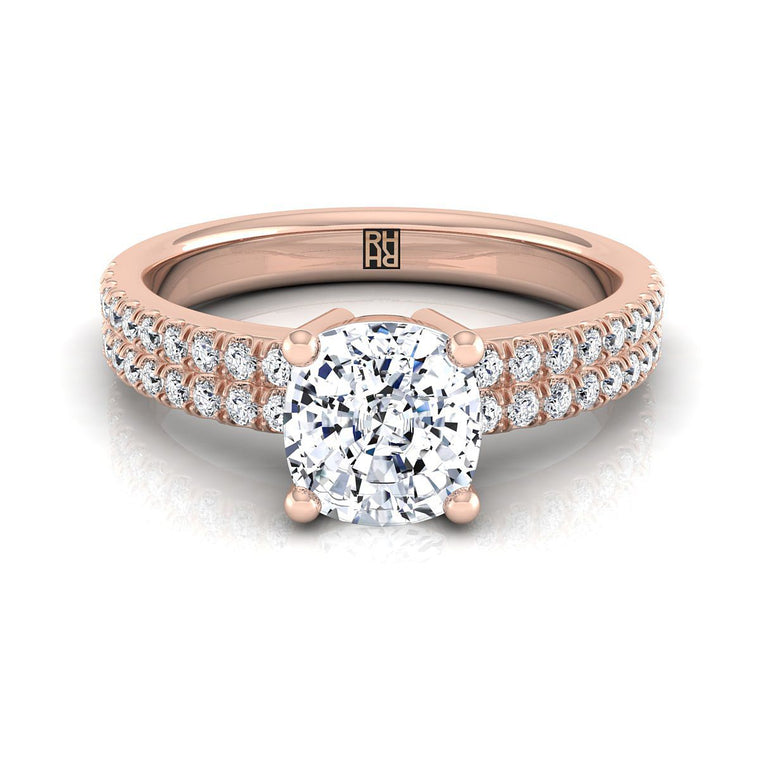 The Gwen Select Pavé Cushion Cut Lab Diamond Engagement Ring in 14K Rose Gold