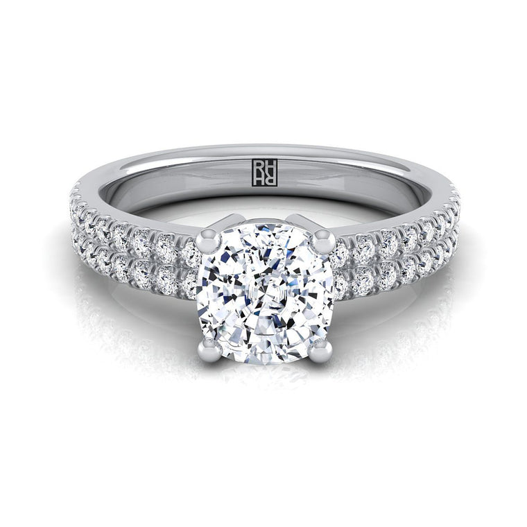 The Gwen Select Pavé Cushion Cut Lab Diamond Engagement Ring in Platinum