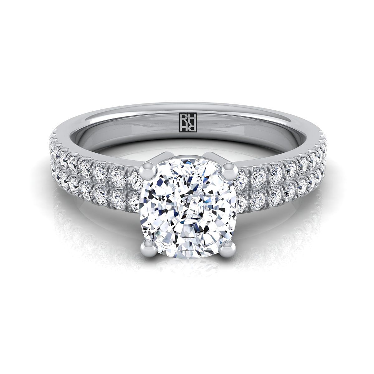 The Gwen cushion engagement ring setting in 18K White Gold | RockHer
