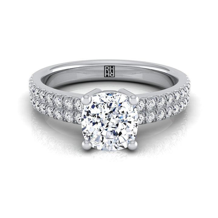 The Gwen cushion engagement ring setting in 18K White Gold | RockHer