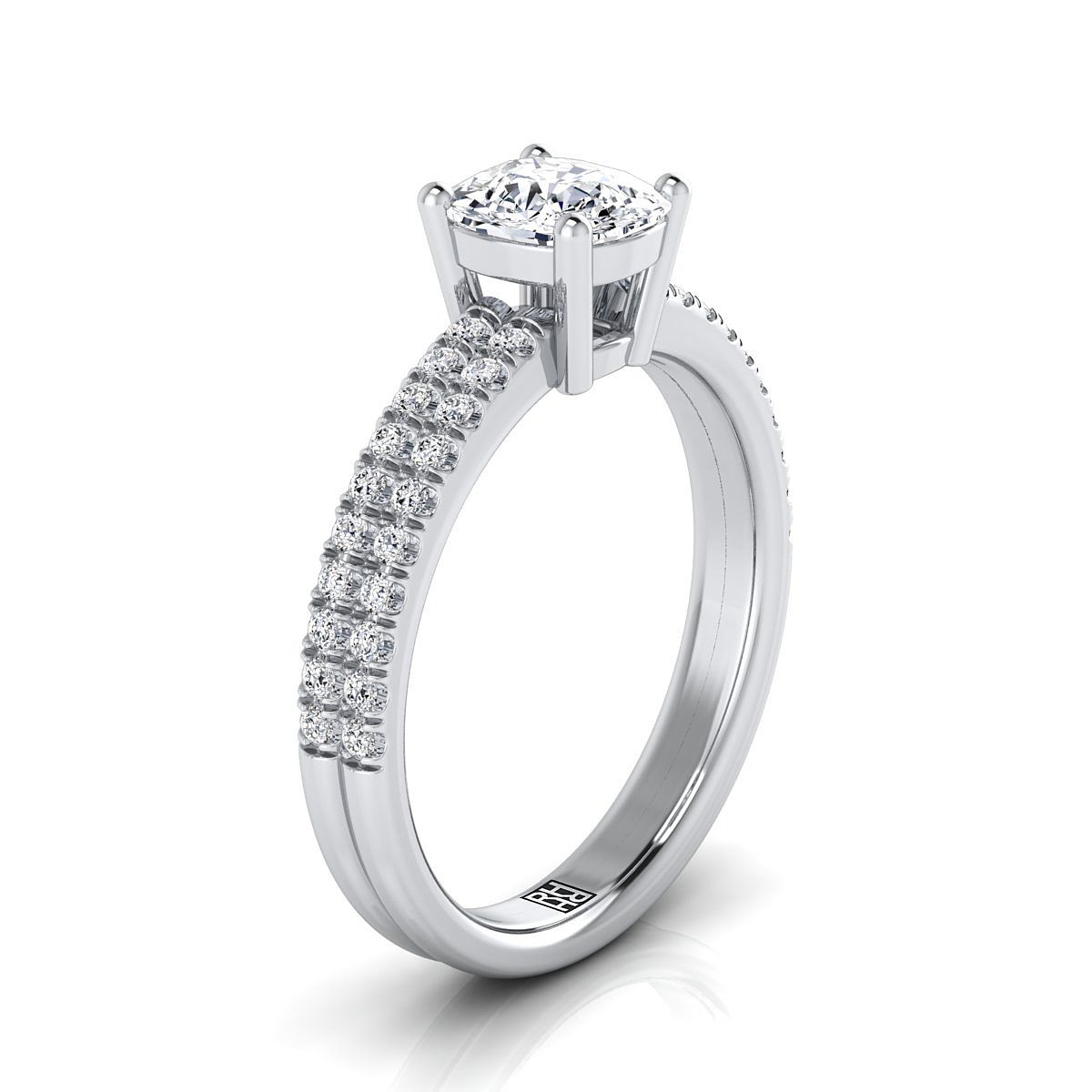 The Gwen Select Pavé Engagement Ring with Lab Diamond in 18K White Gold - view 2