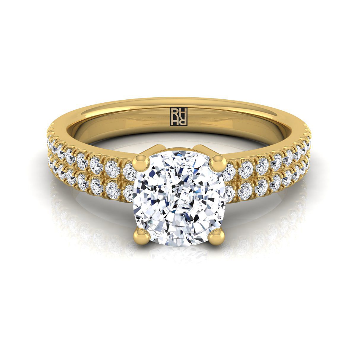 The Gwen cushion engagement ring setting in 18K Yellow Gold | RockHer