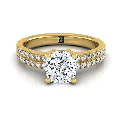 The Gwen cushion engagement ring setting in 18K Yellow Gold | RockHer