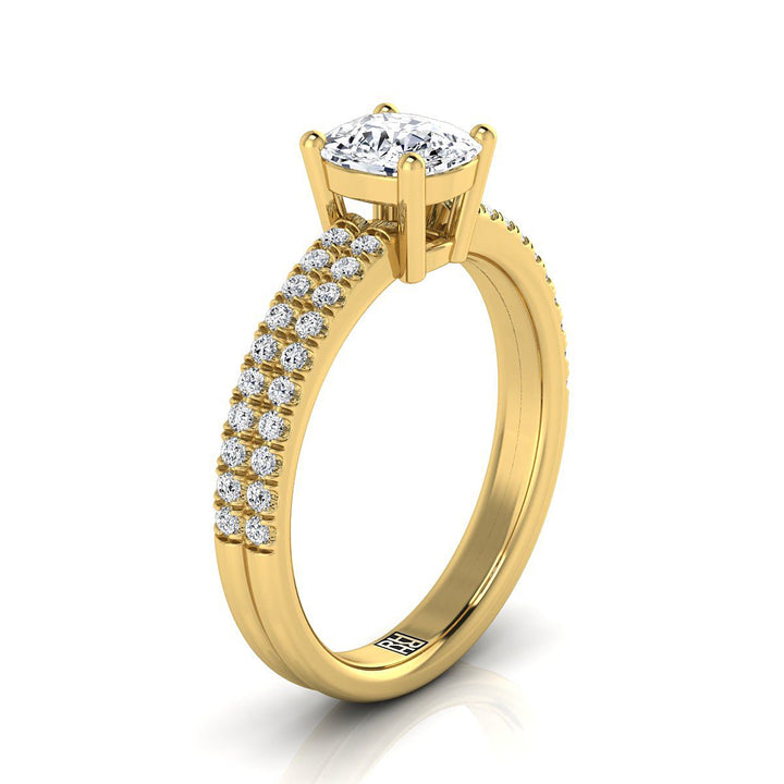 The Gwen Select Pavé Engagement Ring with Lab Diamond in 18K Yellow Gold - view 2