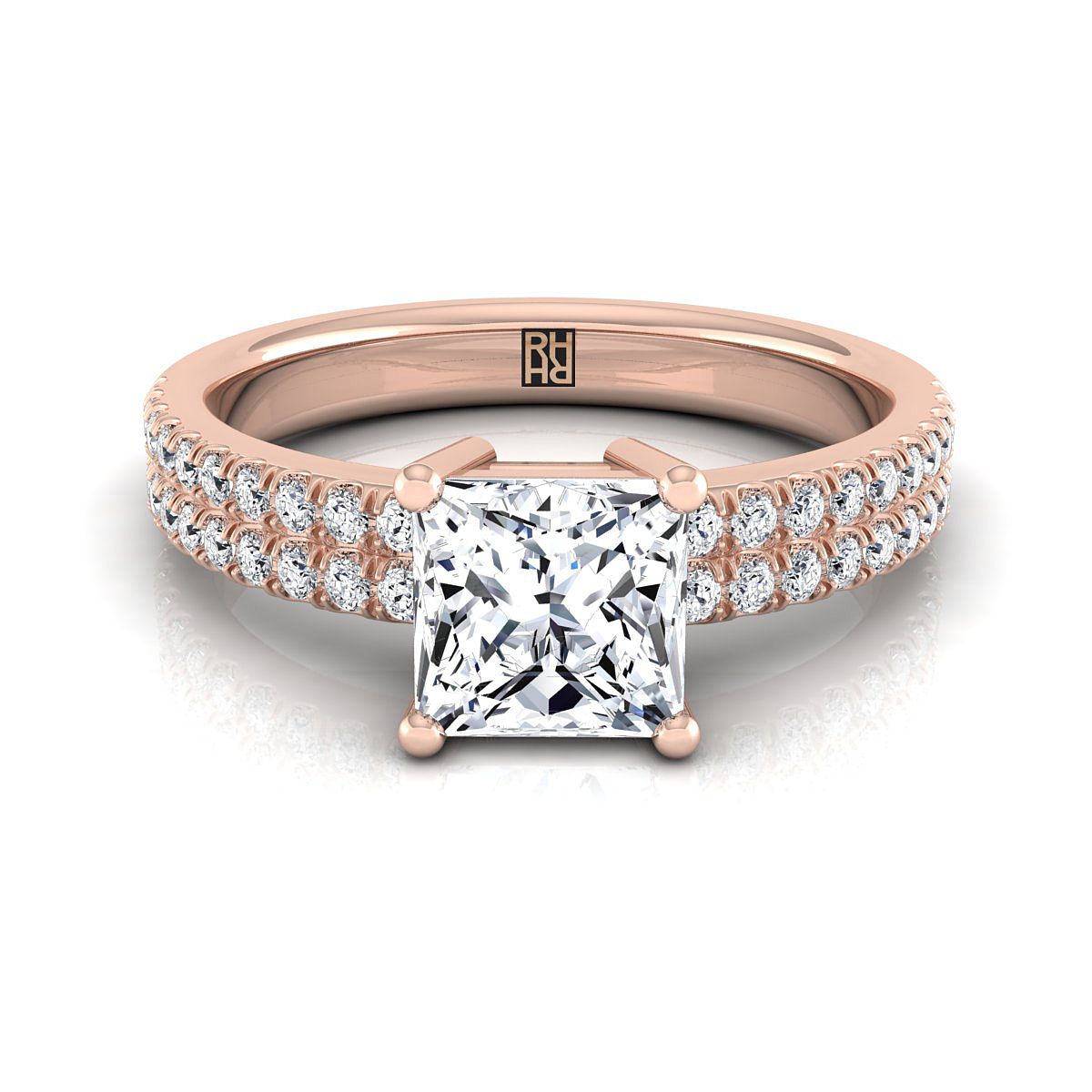 The Gwen princess engagement ring setting in 14K Rose Gold | RockHer
