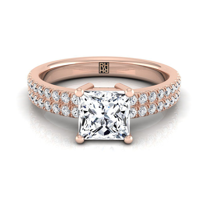 The Gwen Select Pavé Engagement Ring with Lab Diamond in 14K Rose Gold - view 1