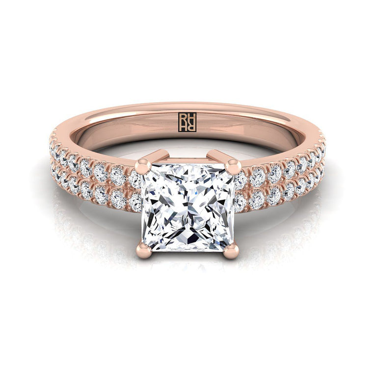 The Gwen Select Pavé Princess Cut Lab Diamond Engagement Ring in 14K Rose Gold