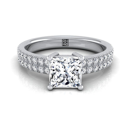 Double Row Micro-Set Pavé Princess, in 18K White Gold, pave setting | RockHer