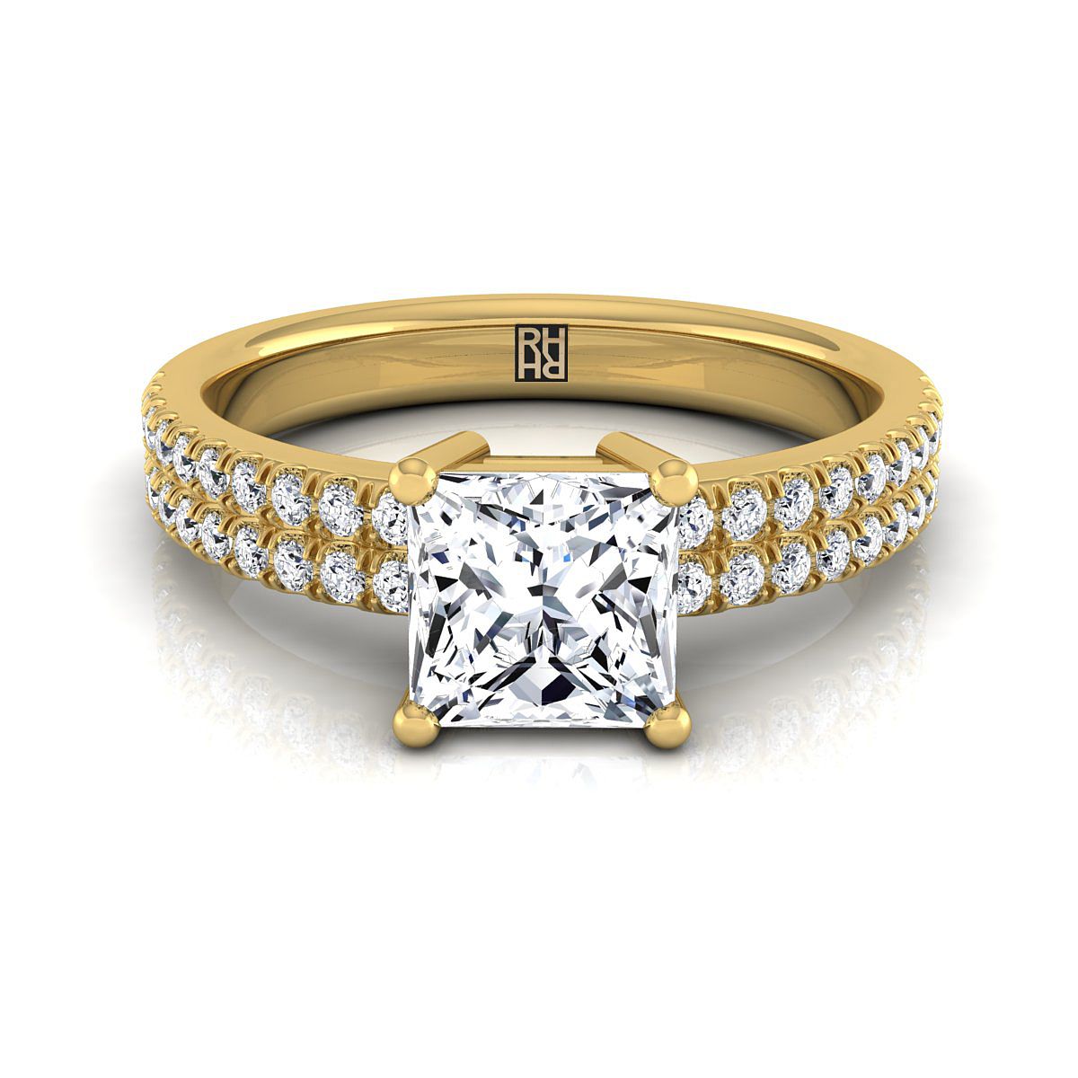 The Gwen princess engagement ring setting in 18K Yellow Gold | RockHer