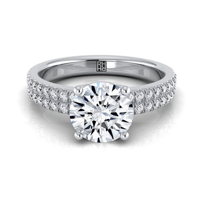 Round Brilliant, Double Row Micro-Set Pavé, in 18K White Gold, pave setting | RockHer