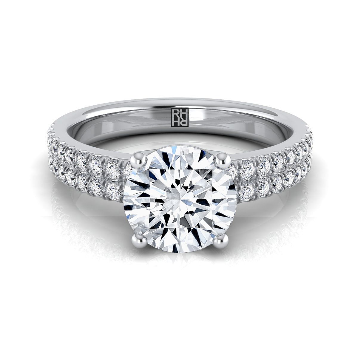 Gwen Select Double Row Micro Set Pavé Round Lab Diamond Engagement Ring in Platinum | RockHer