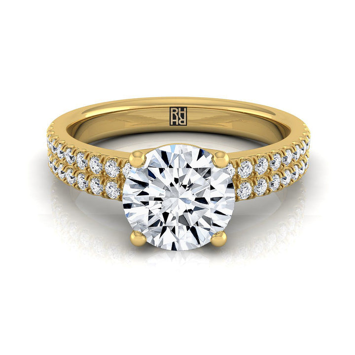 The Gwen Select Pavé Engagement Ring with Lab Diamond in 18K Yellow Gold - view 1