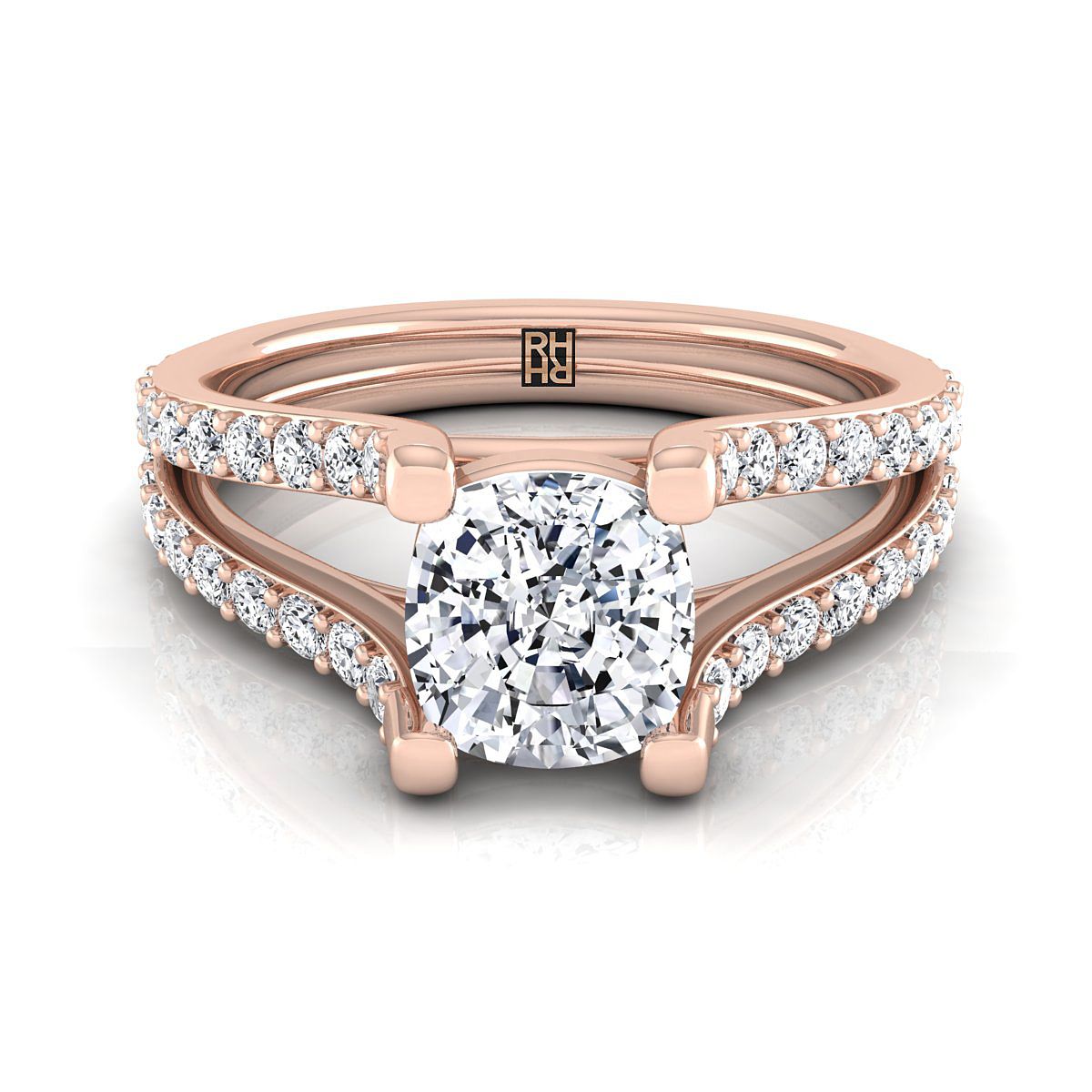 The Presley cushion engagement ring setting in 14K Rose Gold | RockHer