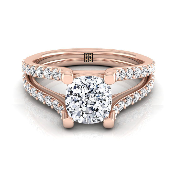 The Presley Select Pavé Engagement Ring with Lab Diamond in 14K Rose Gold - view 1