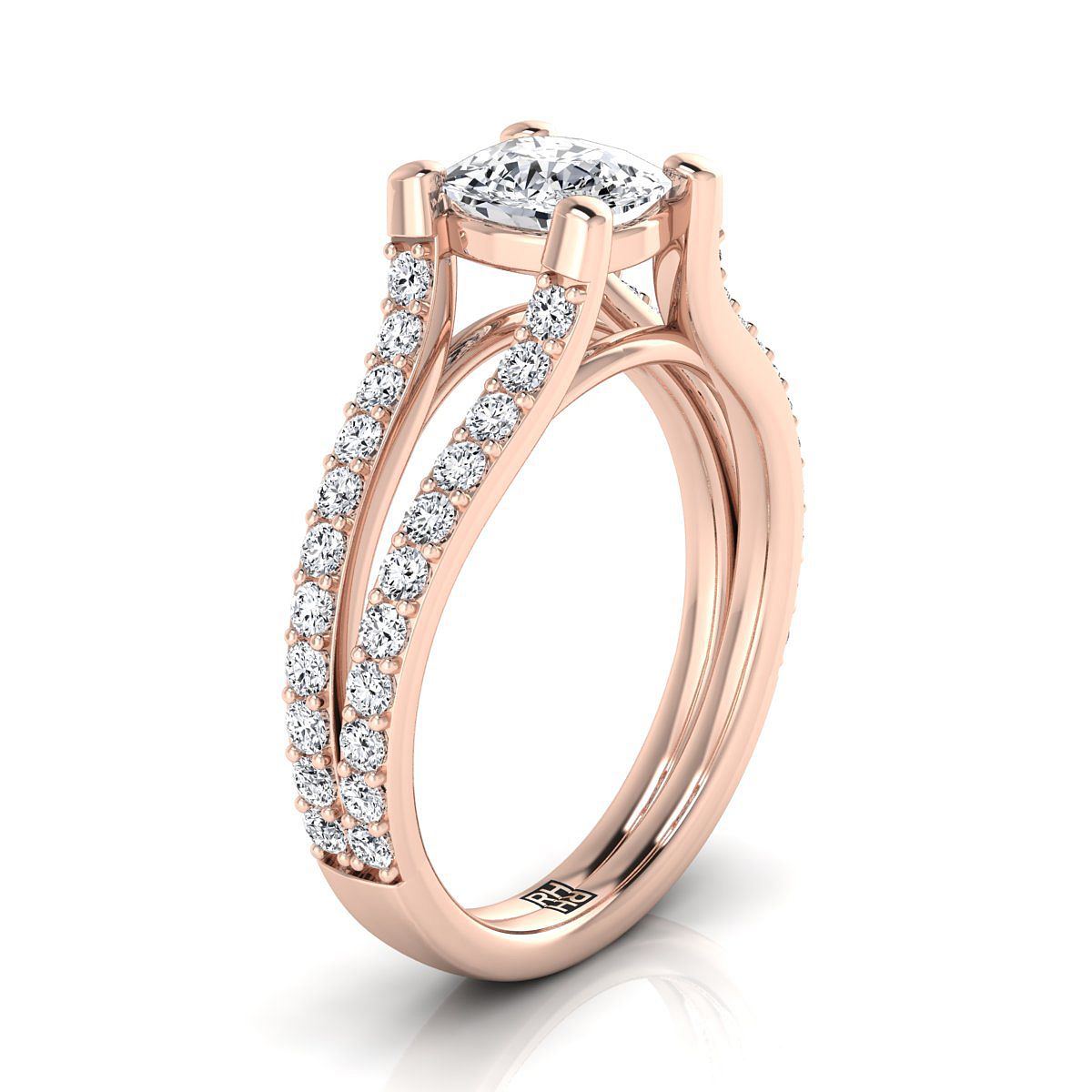 The Presley Select Pavé Engagement Ring with Lab Diamond in 14K Rose Gold - view 2