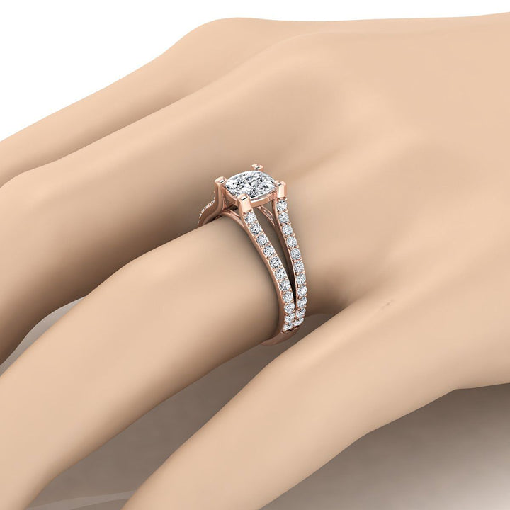 The Presley Select Pavé Engagement Ring with Lab Diamond in 14K Rose Gold - view 3