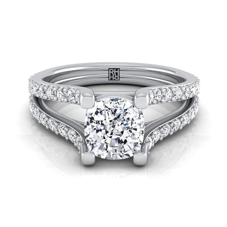 The Presley Select Pavé Cushion Cut Lab Diamond Engagement Ring in Platinum