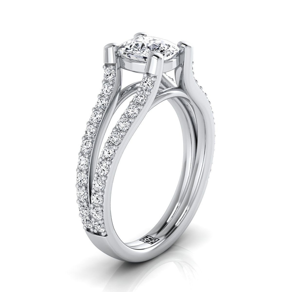 Select Pavé Cut styling on The Presley cushion engagement ring setting | RockHer