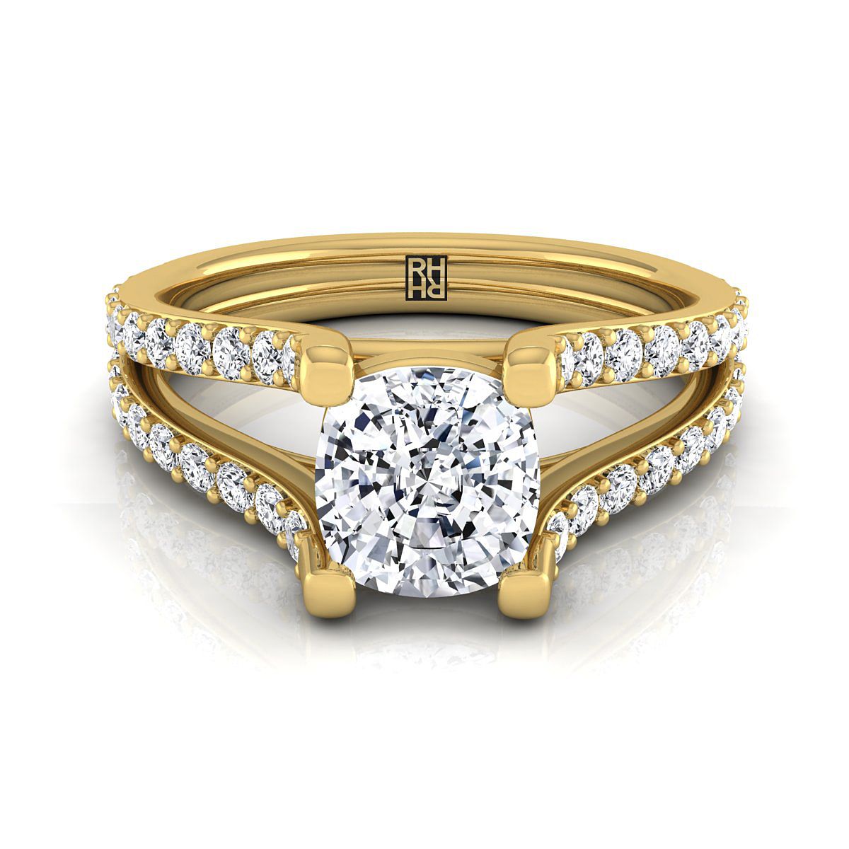 The Presley Select Pavé Engagement Ring with Lab Diamond in 18K Yellow Gold - view 1
