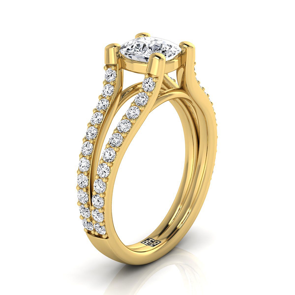 The Presley Select Pavé Engagement Ring with Lab Diamond in 18K Yellow Gold - view 2
