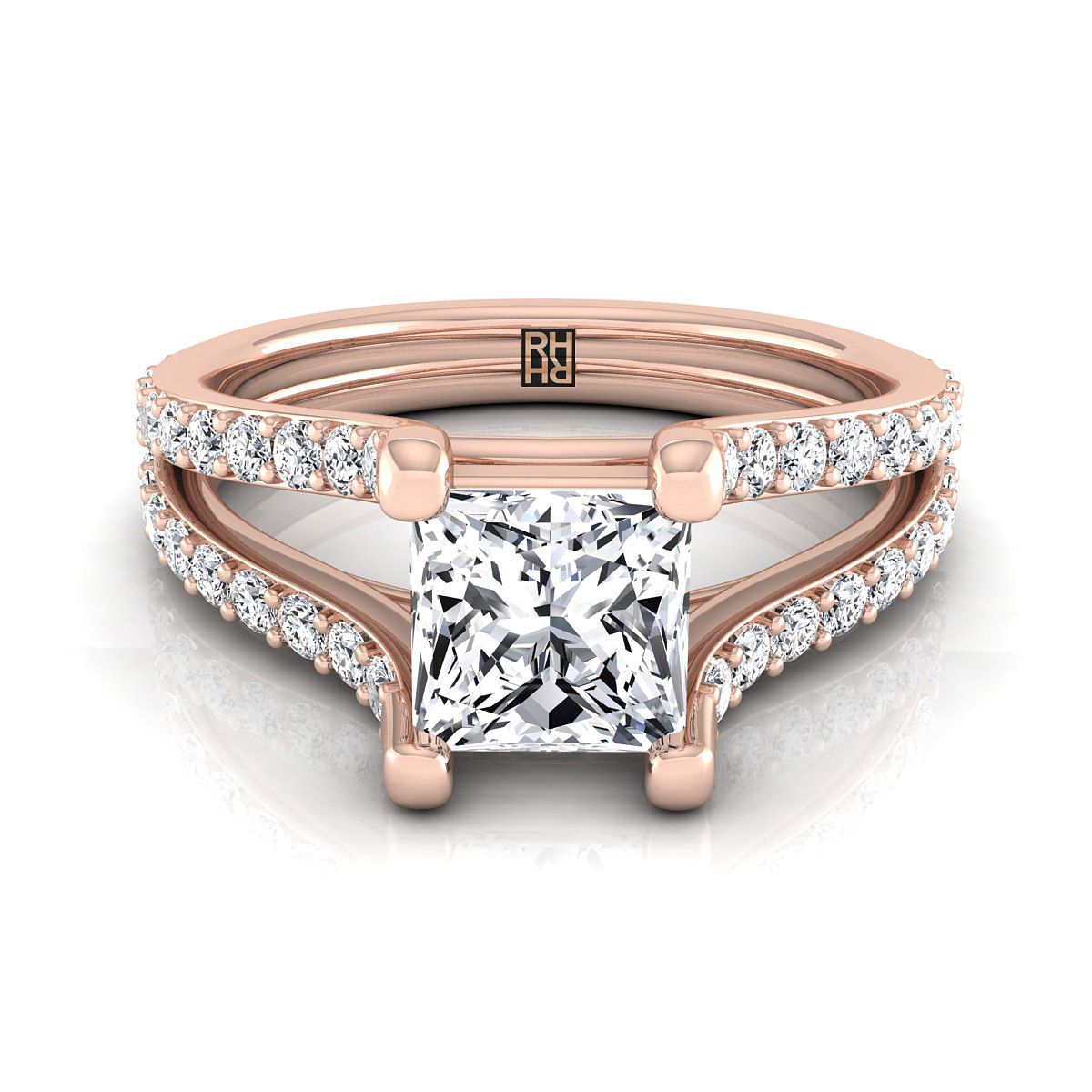 The Presley princess engagement ring setting in 14K Rose Gold | RockHer