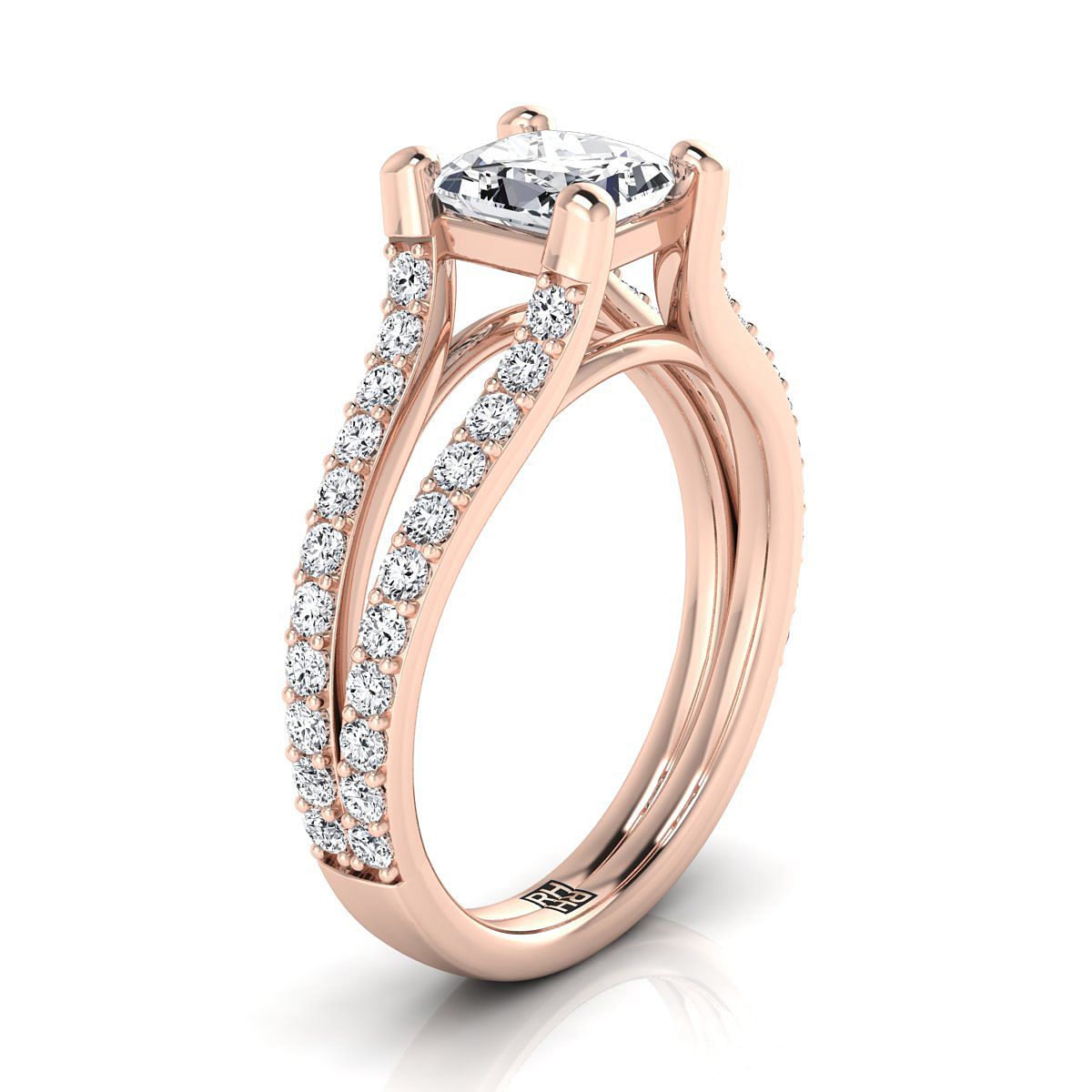 The Presley Select Pavé Engagement Ring with Lab Diamond in 14K Rose Gold - view 2