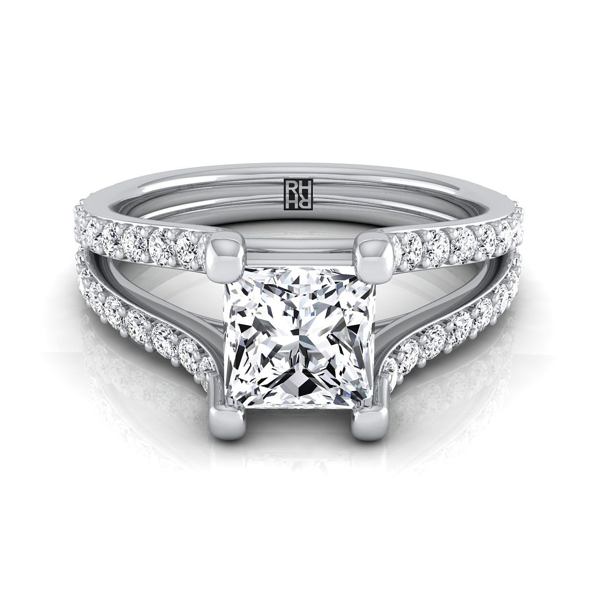 The Presley princess engagement ring setting in 18K White Gold | RockHer