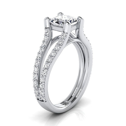 Split Shank Pavé Princess, in Platinum – side profile | RockHer