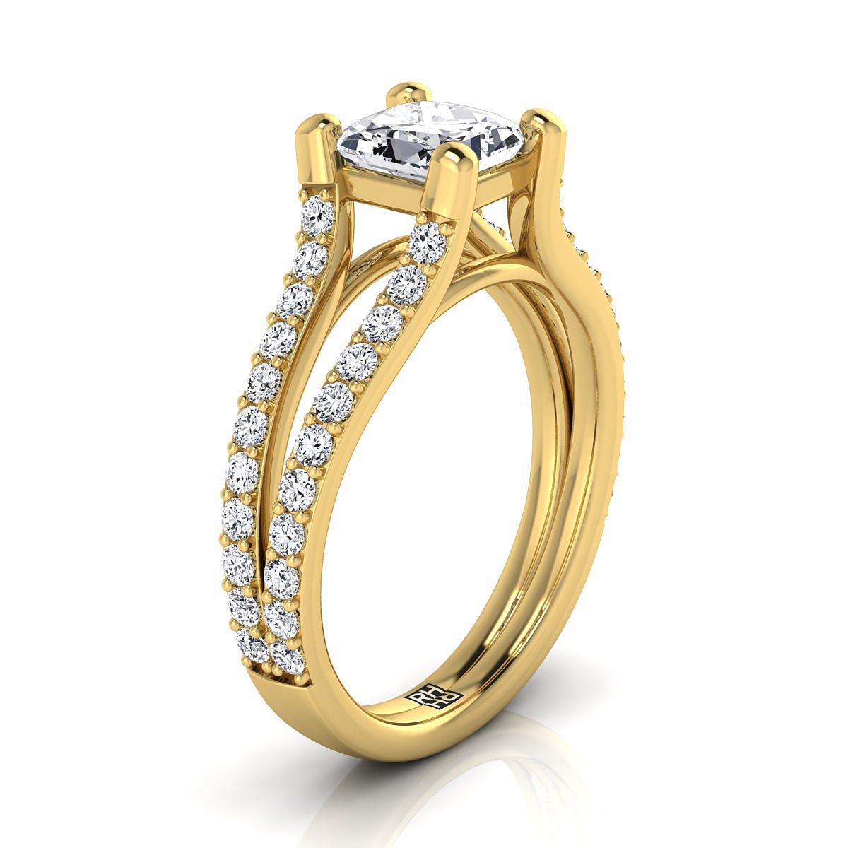 The Presley Select Pavé Engagement Ring with Lab Diamond in 18K Yellow Gold - view 2