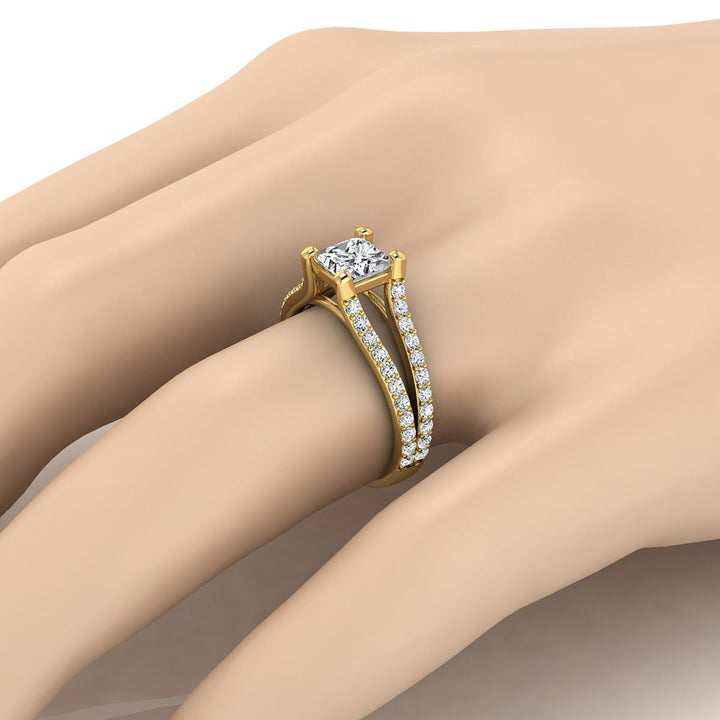 The Presley Select Pavé Engagement Ring with Lab Diamond in 18K Yellow Gold - view 3