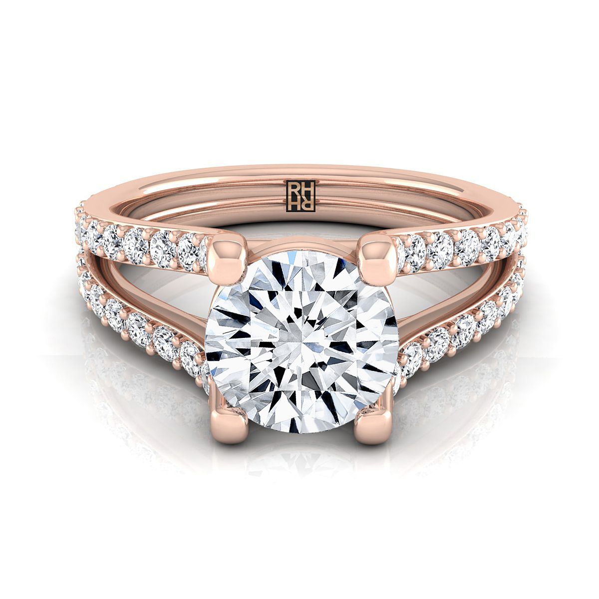 The Presley Select Pavé Engagement Ring with Lab Diamond in 14K Rose Gold - view 1